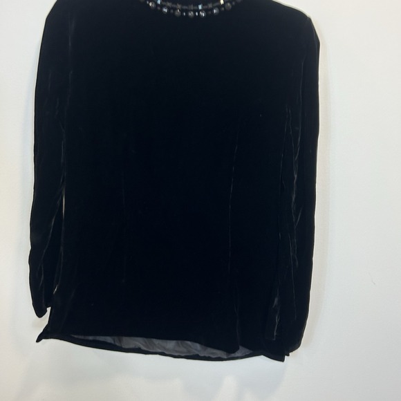 VTG Talbots Petite Black Velvet Beaded Top Embroidered Jeweled Blouse 8P Whimsy - Picture 11 of 11